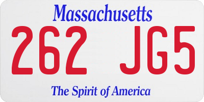 MA license plate 262JG5