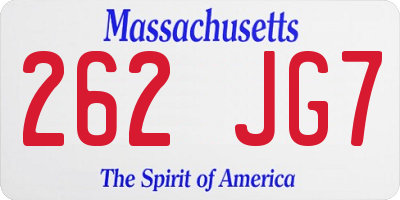 MA license plate 262JG7