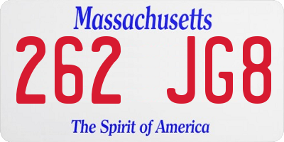 MA license plate 262JG8