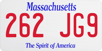 MA license plate 262JG9