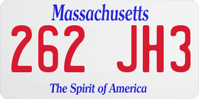 MA license plate 262JH3