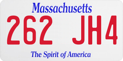 MA license plate 262JH4