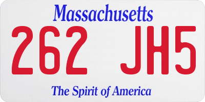 MA license plate 262JH5