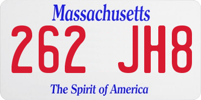 MA license plate 262JH8