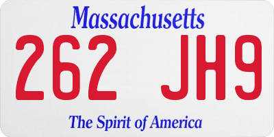 MA license plate 262JH9