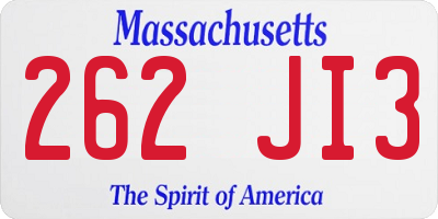 MA license plate 262JI3