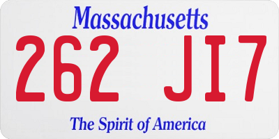 MA license plate 262JI7
