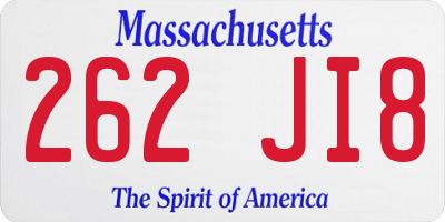 MA license plate 262JI8