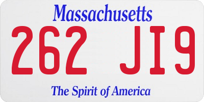 MA license plate 262JI9