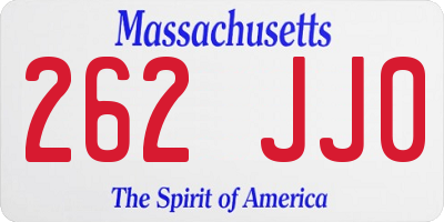 MA license plate 262JJ0
