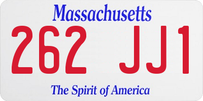 MA license plate 262JJ1