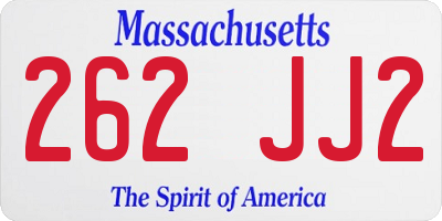 MA license plate 262JJ2