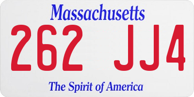 MA license plate 262JJ4