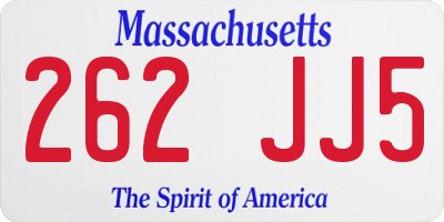 MA license plate 262JJ5