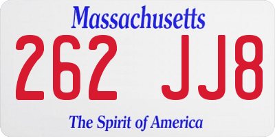 MA license plate 262JJ8