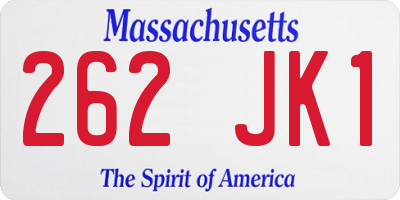 MA license plate 262JK1
