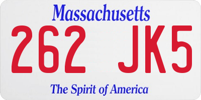 MA license plate 262JK5