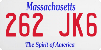 MA license plate 262JK6