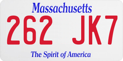 MA license plate 262JK7