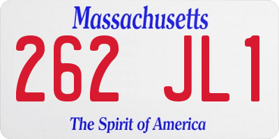 MA license plate 262JL1