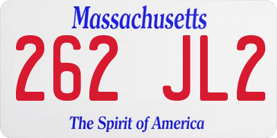 MA license plate 262JL2