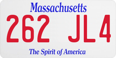 MA license plate 262JL4