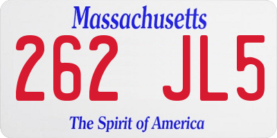 MA license plate 262JL5