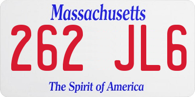 MA license plate 262JL6