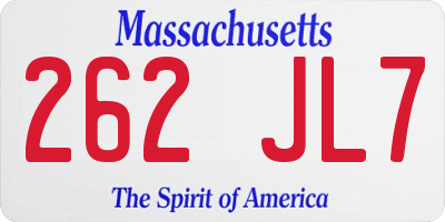 MA license plate 262JL7
