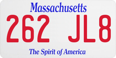 MA license plate 262JL8