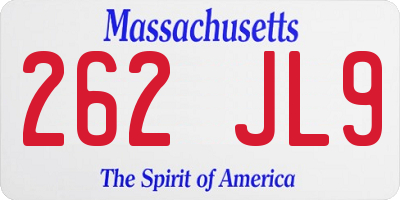 MA license plate 262JL9