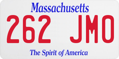 MA license plate 262JM0