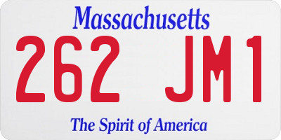 MA license plate 262JM1