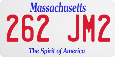 MA license plate 262JM2