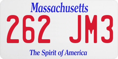 MA license plate 262JM3