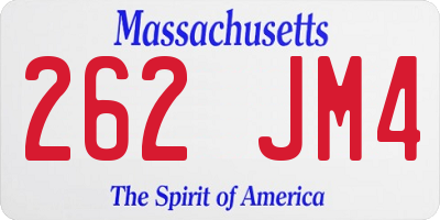 MA license plate 262JM4