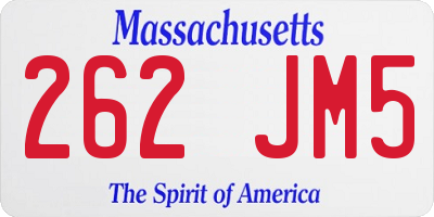 MA license plate 262JM5