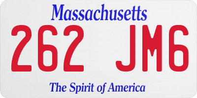 MA license plate 262JM6