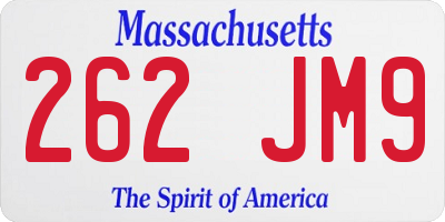MA license plate 262JM9