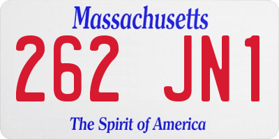 MA license plate 262JN1