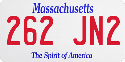 MA license plate 262JN2
