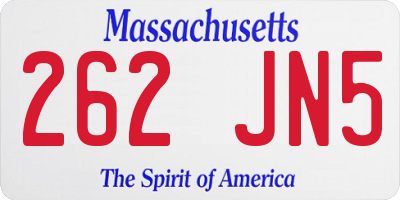 MA license plate 262JN5