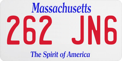 MA license plate 262JN6