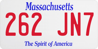 MA license plate 262JN7