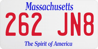 MA license plate 262JN8