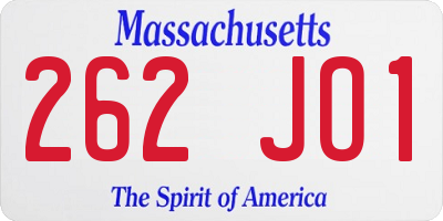 MA license plate 262JO1