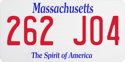 MA license plate 262JO4