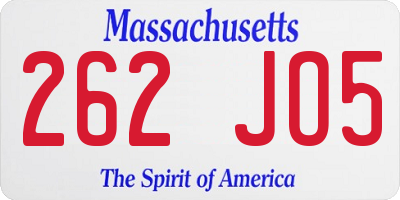 MA license plate 262JO5