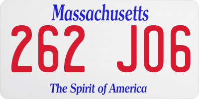 MA license plate 262JO6