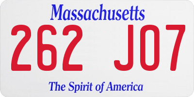 MA license plate 262JO7
